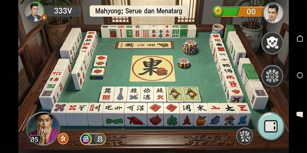 Tampilan screenshot 333V menunjukkan aksi seru permainan Mahjong.