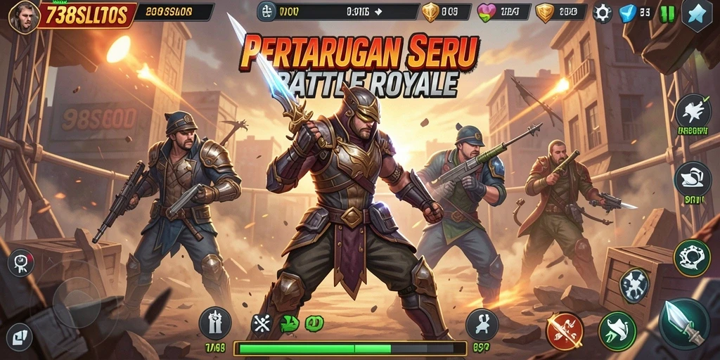 Gameplay menarik dan strategis dari 738SLOTS di dalam arena battle royale.