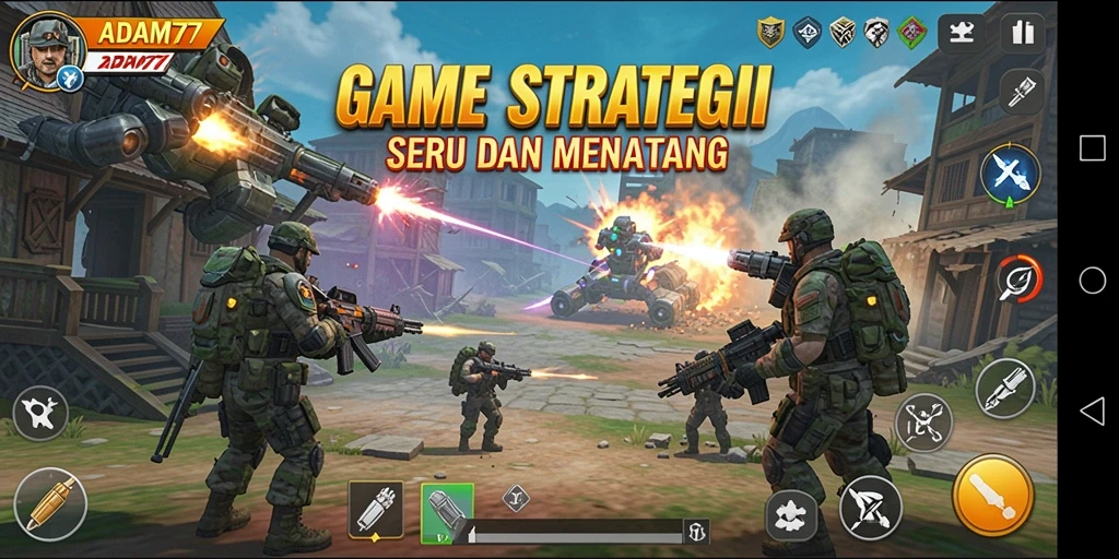 Tampilan gameplay menegangkan dalam ADAM77 dengan strategi SLG.
