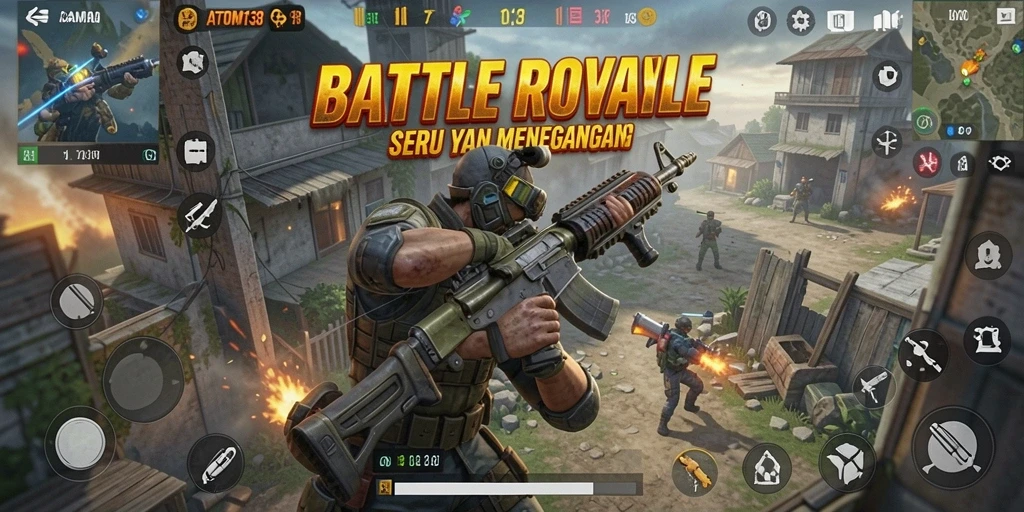 Gambar dari gameplay ATOM138 yang menampakkan pertempuran seru.