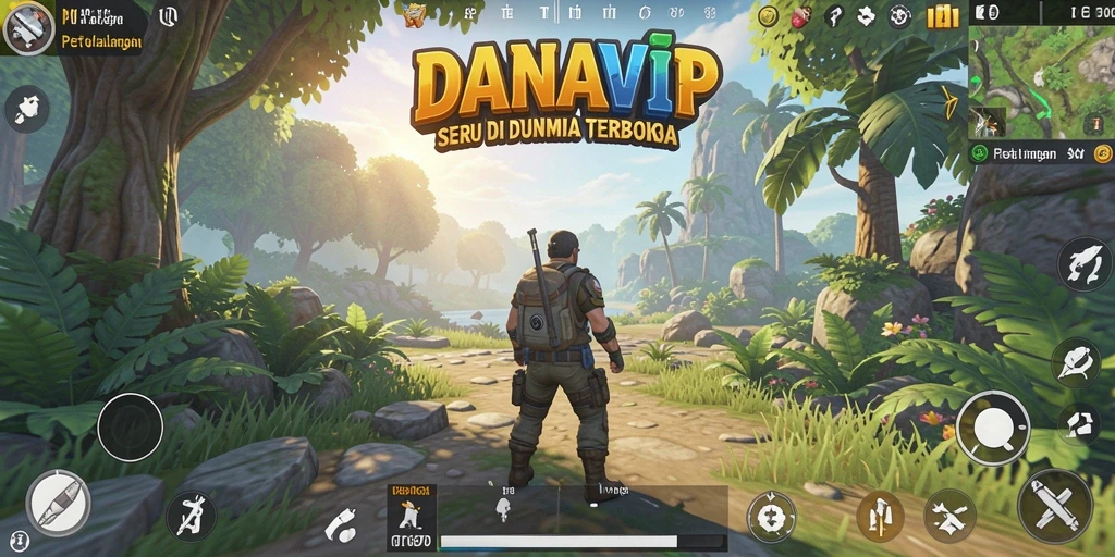 Screenshot keren dari gameplay seru di DANAVIP yang menunjukkan eksplorasi dunia terbuka.
