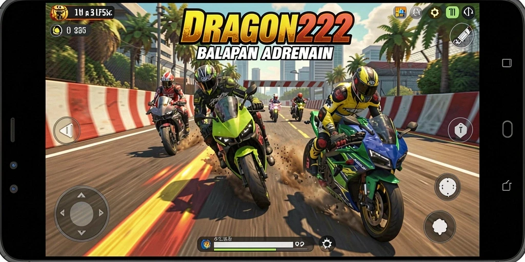 Gameplay mendebarkan di trek balap motor.