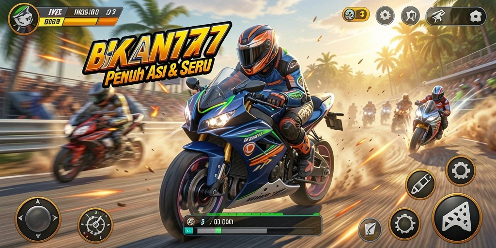 Tampilan gameplay seru dari balapan motor di IKON777.