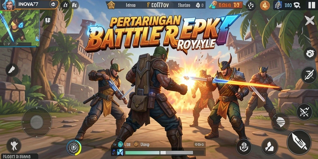 Gameplay seru di INOVA77 dengan pertarungan intens di arena Battle Royale.