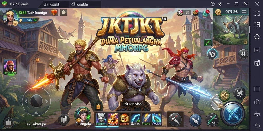 Tangkapan layar gameplay JKTJKT memperlihatkan pertempuran seru di dunia MMORPG.