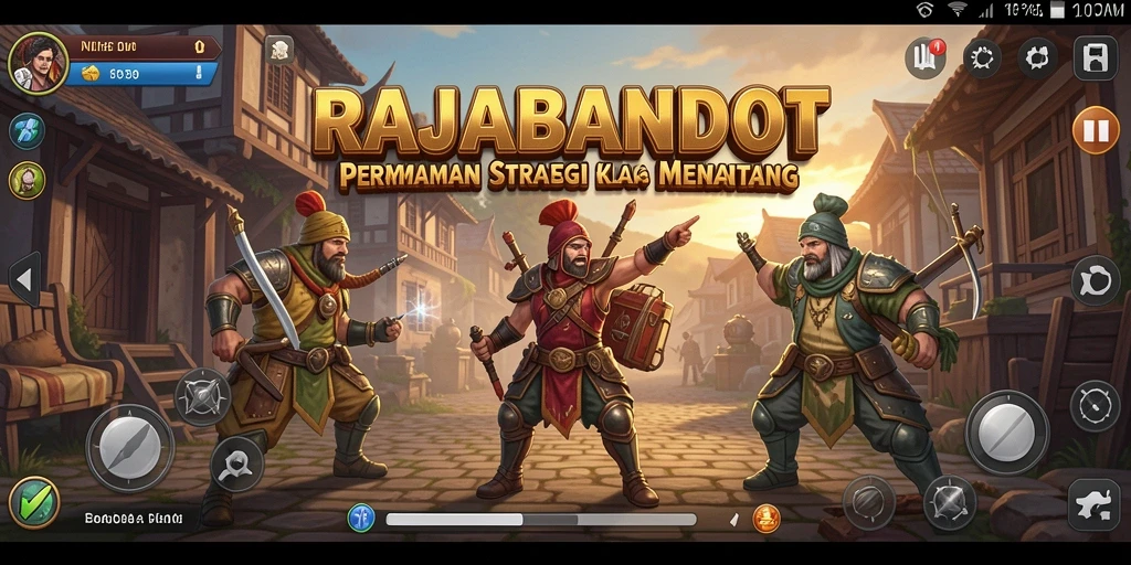 Screenshot gameplay RAJABANDOT menampilkan sekelompok pasukan bersiap untuk bertarung.