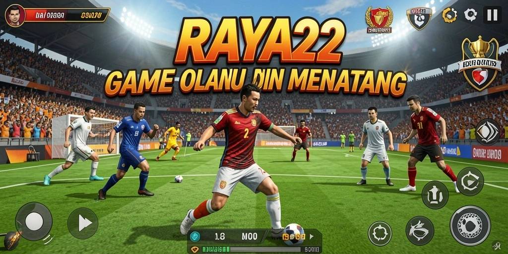 Screenshot utama RAYA22 menampilkan aksi seru olahraga langsung.
