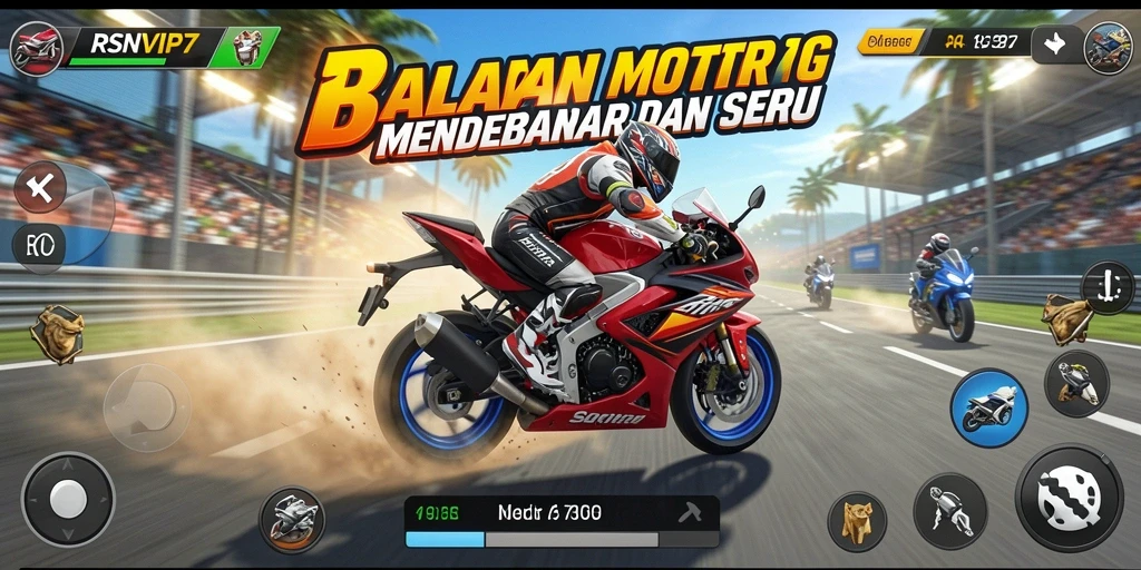 Tangkapan layar RSNVIP7 menampilkan balapan motor yang mendebarkan dan penuh aksi.