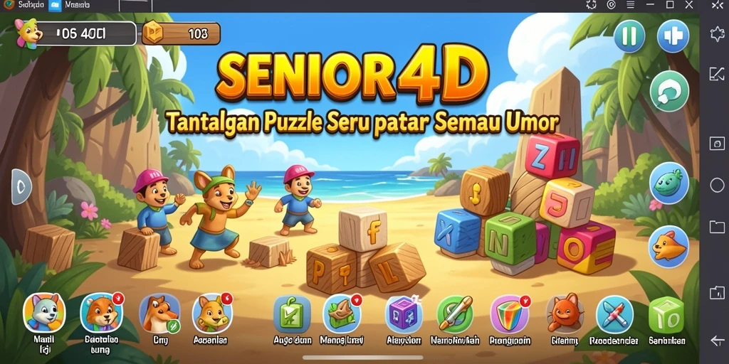 Screenshot gameplay SENIOR4D menampilkan tantangan puzzle yang menarik.