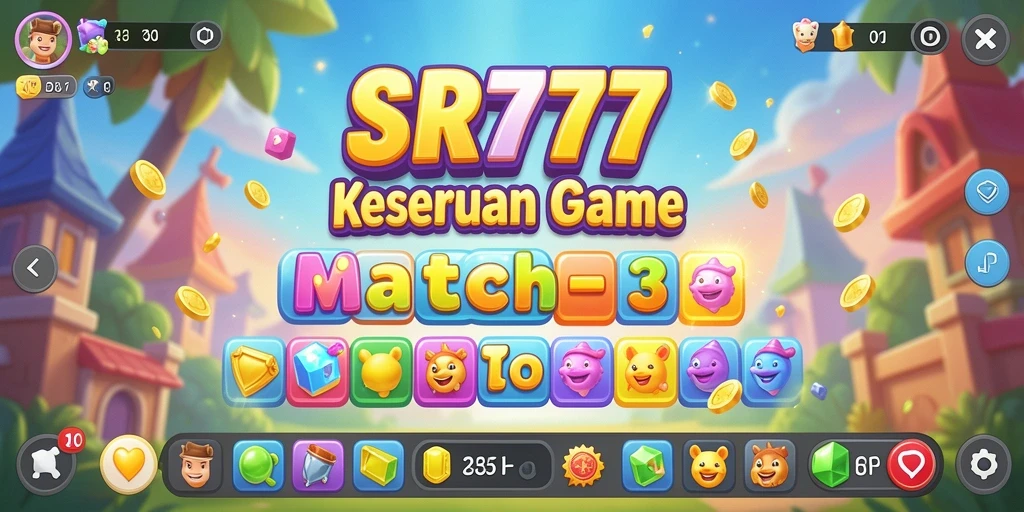 Screenshot gameplay SR777 yang menunjukkan aksi mencocokkan objek.