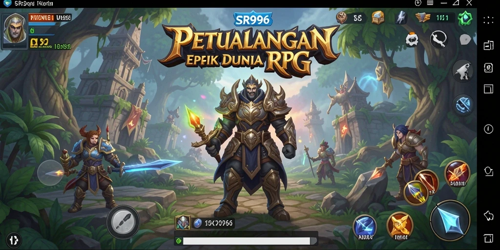 Screenshot gameplay RPG SR996 dengan aksi pertarungan yang dinamis