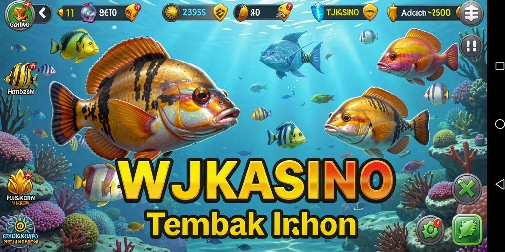 Screenshot WJKASINO menampilkan aksi seru berburu ikan.