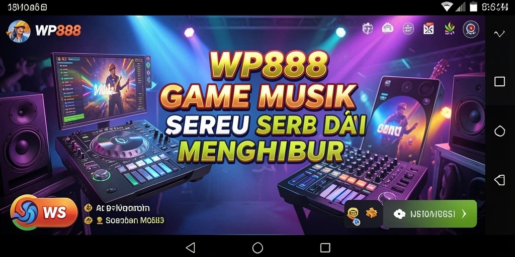 Screenshot menampilkan gameplay interaktif WP888 dengan berbagai pilihan lagu.
